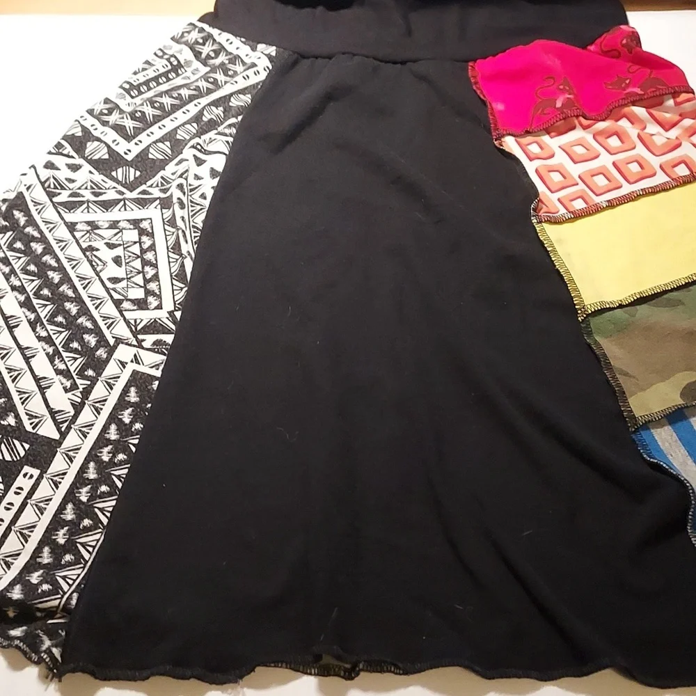 Hippie Patchwork Skirt Short Bohemian Style A line  Size S Multi Color